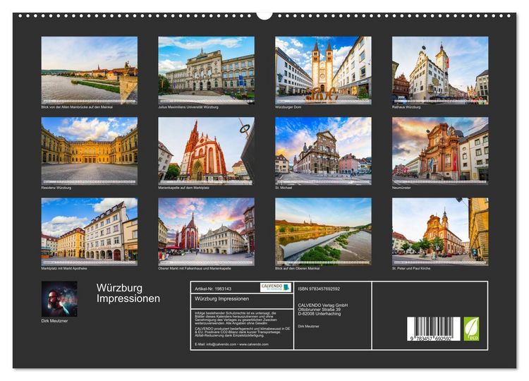 Produktbild: W&uuml;rzburg Impressionen (hochwertiger Premium Wandkalender 2026 DIN A2 quer), Kunstdruck in Hochglanz