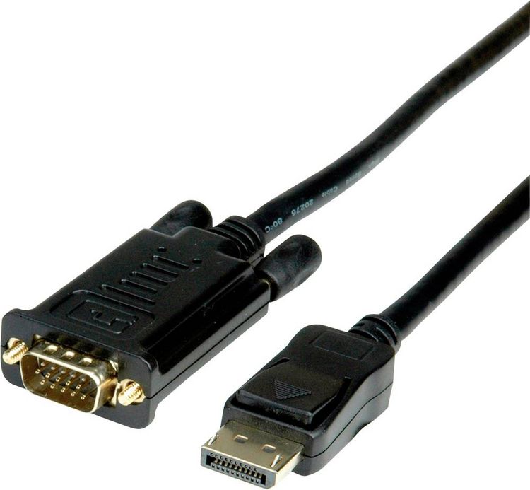 Produktbild: Value DisplayPort / VGA Adapterkabel DisplayPort Stecker, VGA 15pol. Stecker 1.50 m Schwarz 11.99.5801 DisplayPort-Kabel
