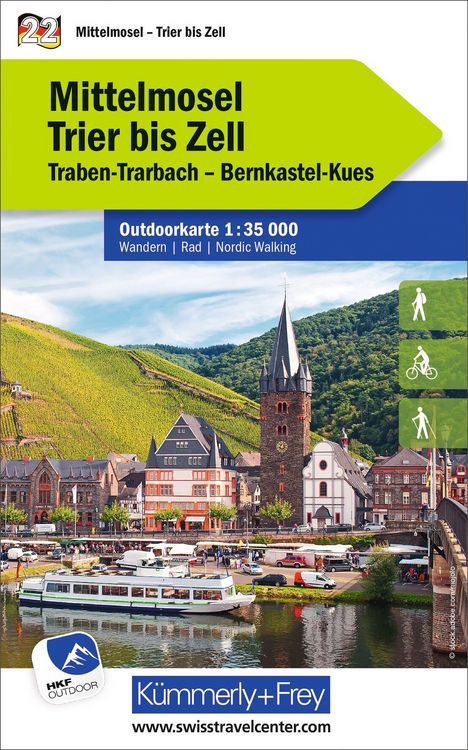 Produktbild: K&uuml;mmerly+Frey Outdoorkarte Deutschland 22 Mittelmosel, Trier bis Zell 1:35.000