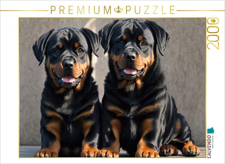 Produktbild: CALVENDO Puzzle Majest&auml;tische Rottweiler - Voller Kraft und Loyalit&auml;t | 2000 Teile Lege-Gr&ouml;&szlig;e 90x67cm Foto-Puzzle f&uuml;r gl&uuml;ckliche Stunden