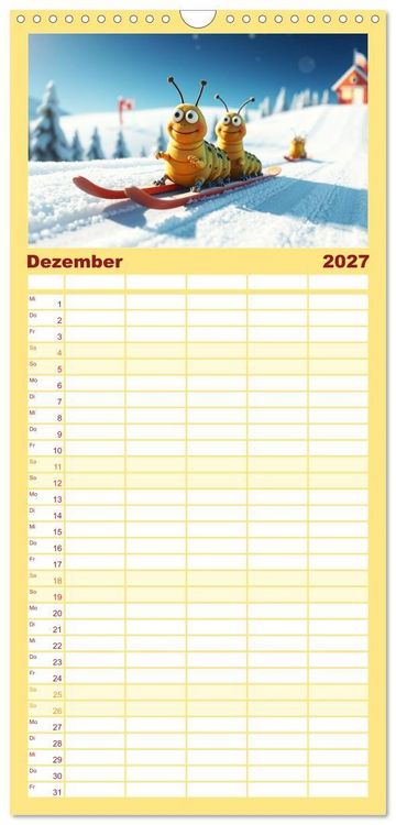 Produktbild: Familienplaner 2027 - Raupen-Rabatz - Ein Jahr voller Krabbelspa&szlig; mit 5 Spalten (Wandkalender, 21 x 45 cm) CALVENDO