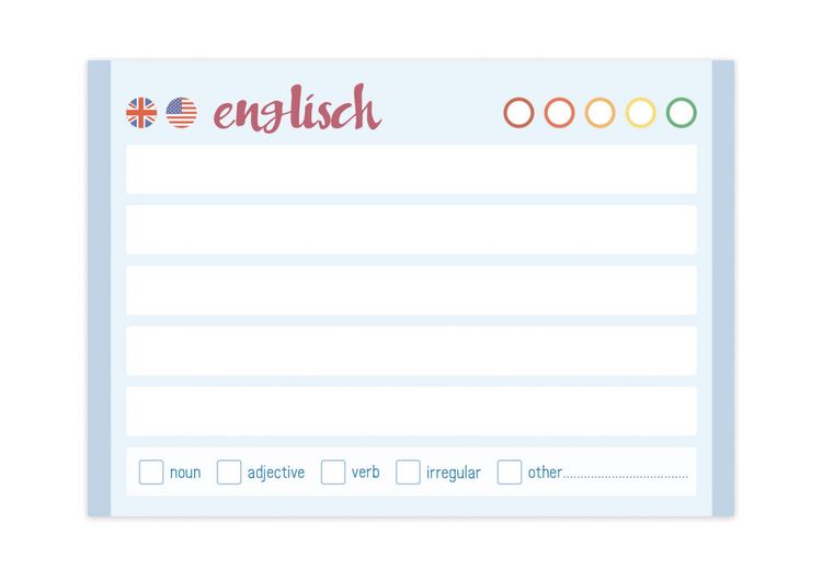 Produktbild: Vokabel-Karten Englisch 100 St&uuml;ck A8, Standard einzeln