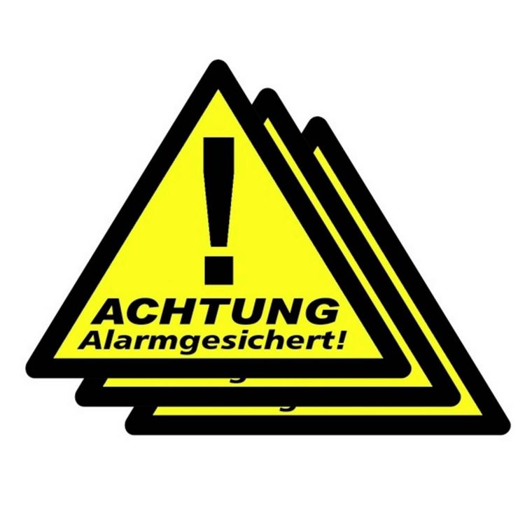Produktbild: PENTATECH 40201 Warnaufkleber Achtung Alarmgesichert Sprachen Deutsch 3er Set (B x H) 85 mm x 70 mm