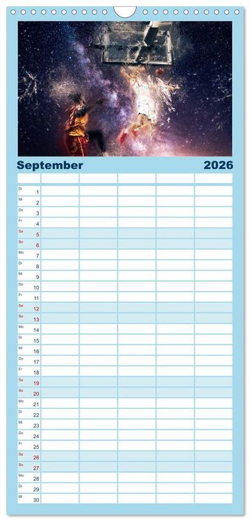 Produktbild: Familienplaner 2026 - Basketball extrem mit 5 Spalten (Wandkalender, 21 x 45 cm) CALVENDO