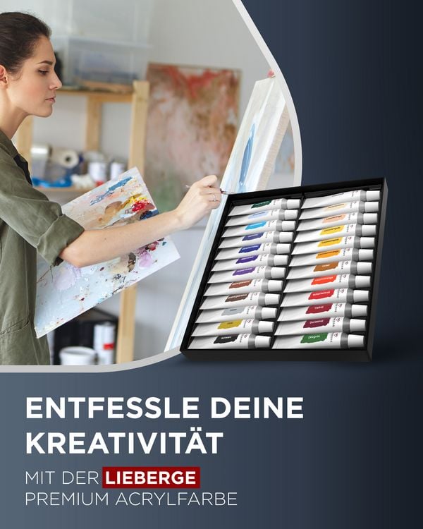 Produktbild: LIEBERGE Acrylfarben-Set &brvbar; 24 Farben &agrave; 12ml