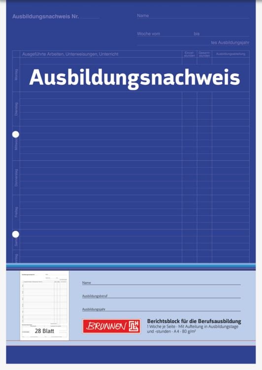 Produktbild: Brunnen Block A4 Ausbildungsnachweis 1S/1W