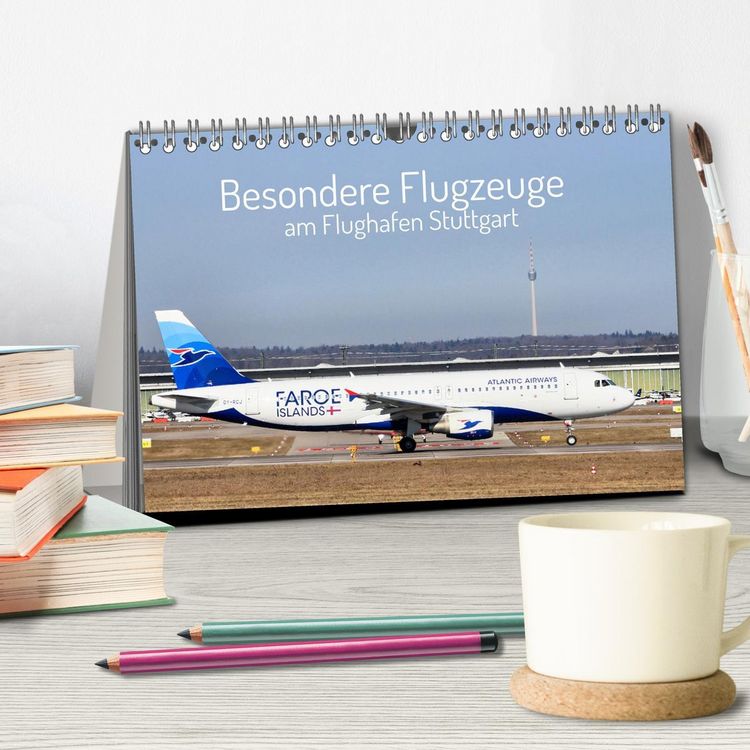 Produktbild: Besondere Flugzeuge am Flughafen Stuttgart (Tischkalender 2026 DIN A5 quer), CALVENDO Monatskalender