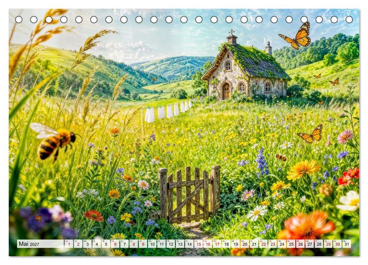 Produktbild: M&auml;rchenhafte Cottages - Waldzauber und versteckte Tiere entdecken! (Tischkalender 2027 DIN A5 quer), CALVENDO Monatskalender