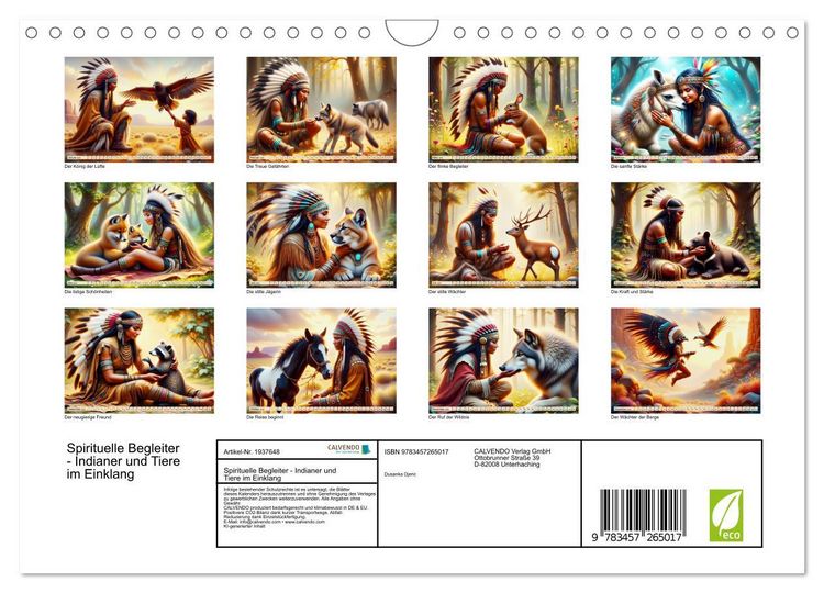 Produktbild: Spirituelle Begleiter - Indianer und Tiere im Einklang (Wandkalender 2026 DIN A4 quer), CALVENDO Monatskalender