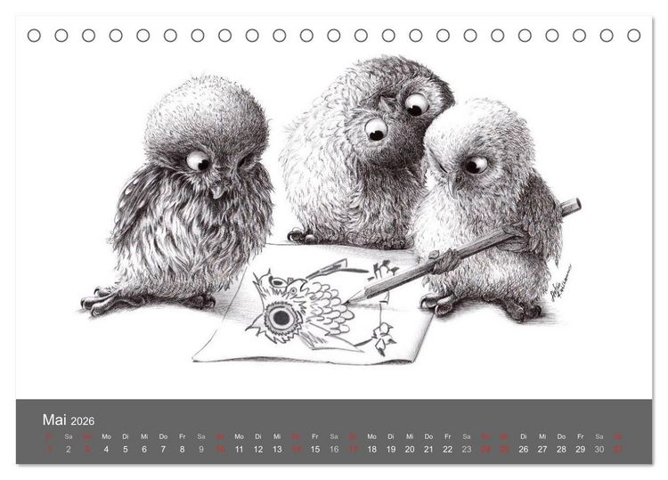Produktbild: owls & friends 2026 (Tischkalender 2026 DIN A5 quer), CALVENDO Monatskalender