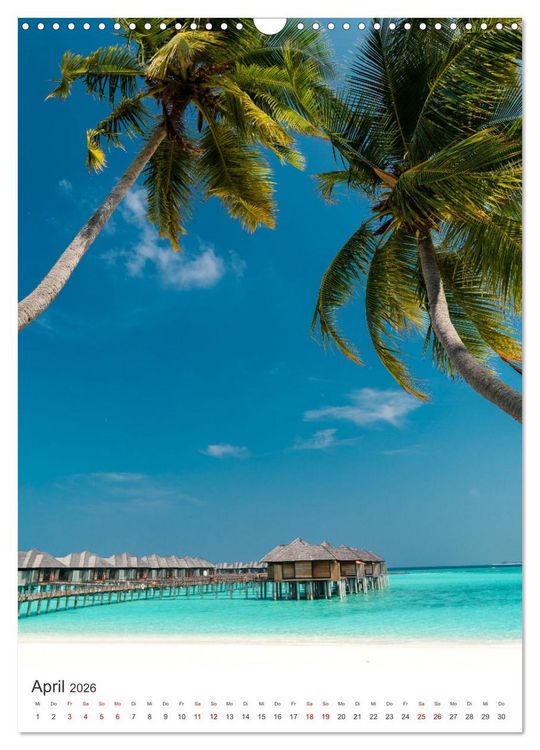 Produktbild: Malediven - Das wundersch&ouml;ne Urlaubsparadies. (Wandkalender 2026 DIN A3 hoch), CALVENDO Monatskalender