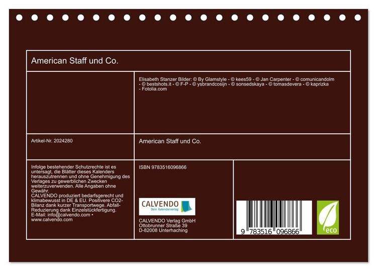 Produktbild: American Staff und Co. (Tischkalender 2026 DIN A5 quer), CALVENDO Monatskalender