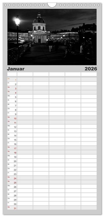 Produktbild: Familienplaner 2026 - BLACK 'N WHITE mit 5 Spalten (Wandkalender, 21 x 45 cm) CALVENDO