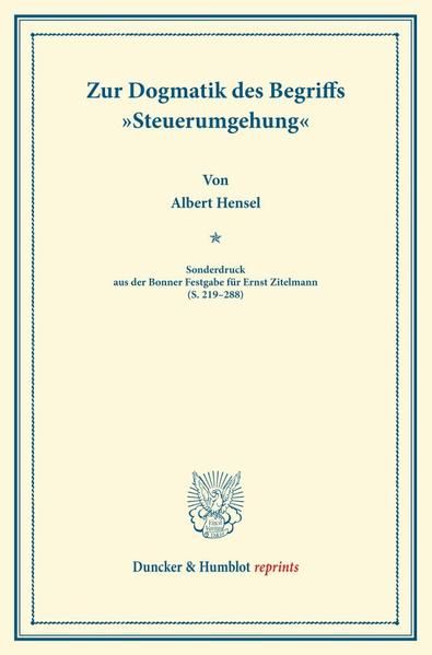 Produktbild: Zur Dogmatik des Begriffs "Steuerumgehung".