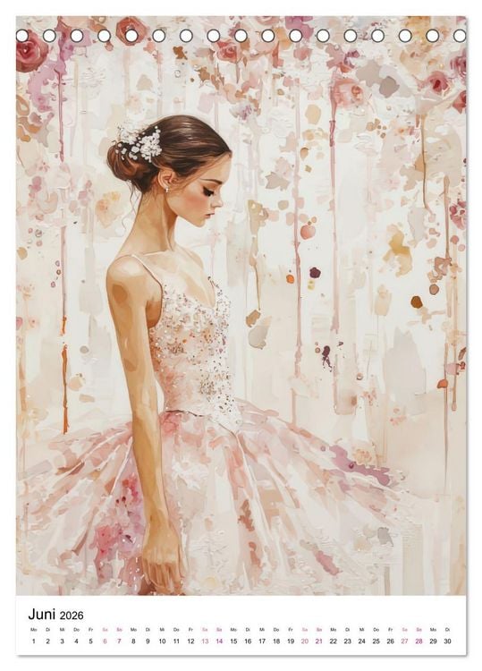 Produktbild: Ballerinas in Aquarell (Tischkalender 2026 DIN A5 hoch), CALVENDO Monatskalender