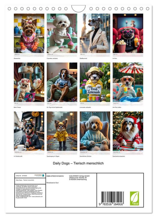 Produktbild: Daily Dogs &ndash; Tierisch menschlich (Wandkalender 2026 DIN A4 hoch), CALVENDO Monatskalender