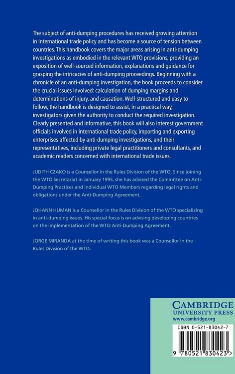 Produktbild: A Handbook on Anti-Dumping Investigations