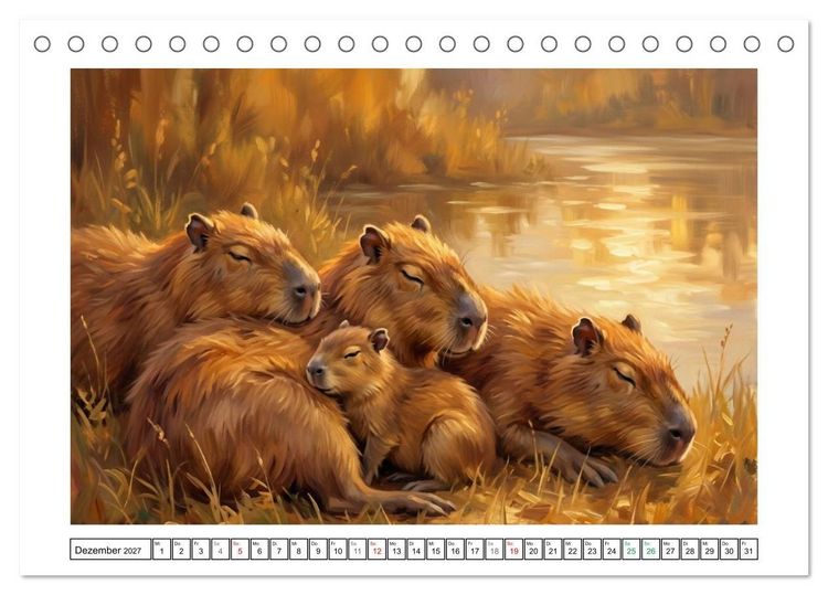 Produktbild: Capybara &ndash; Ein Nachmittag am Fluss (Tischkalender 2027 DIN A5 quer), CALVENDO Monatskalender
