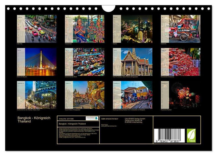 Produktbild: Bangkok - K&ouml;nigreich Thailand (Wandkalender 2026 DIN A4 quer), CALVENDO Monatskalender