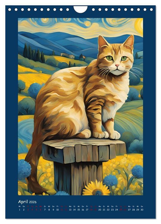 Produktbild: Katzen im Farbenspiel (Wandkalender 2026 DIN A4 hoch), CALVENDO Monatskalender