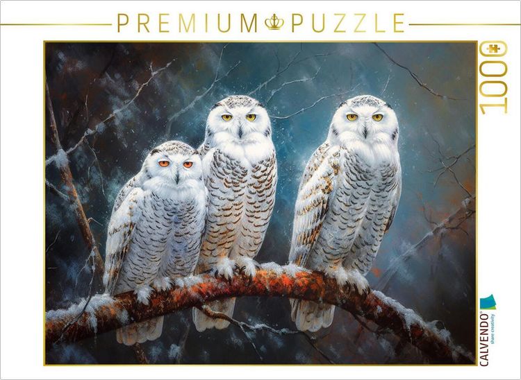Produktbild: CALVENDO Puzzle Schnee-Eulen | 1000 Teile Lege-Gr&ouml;&szlig;e 64x48cm Foto-Puzzle f&uuml;r gl&uuml;ckliche Stunden