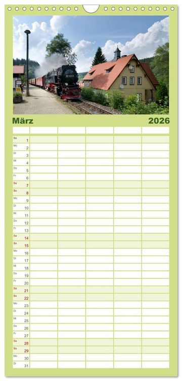 Produktbild: Familienplaner 2026 - Schmalspurbahnen in Sachsen Anhalt mit 5 Spalten (Wandkalender, 21 x 45 cm) CALVENDO