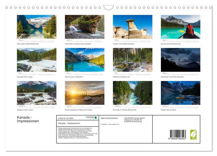 Produktbild: Kanada - Impressionen (Wandkalender 2026 DIN A3 quer), CALVENDO Monatskalender
