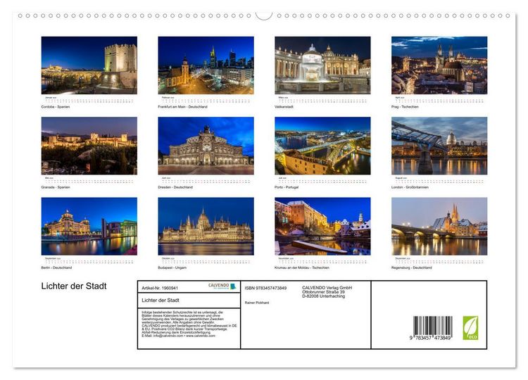 Produktbild: Lichter der Stadt (hochwertiger Premium Wandkalender 2026 DIN A2 quer), Kunstdruck in Hochglanz
