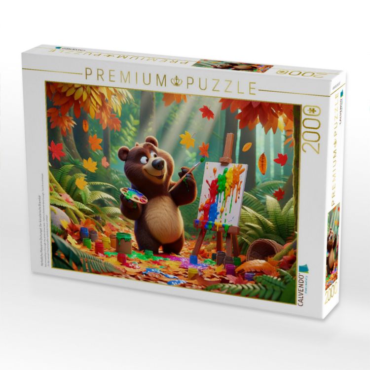 Produktbild: CALVENDO Puzzle Herbstliche Malerei im Dschungel: Der k&uuml;nstlerische Braunb&auml;r | 2000 Teile Lege-Gr&ouml;&szlig;e 90x67cm Foto-Puzzle f&uuml;r gl&uuml;ckliche Stunden