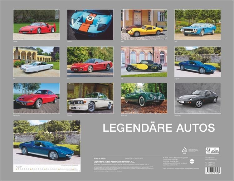 Produktbild: Legend&auml;re Autos Posterkalender 2027