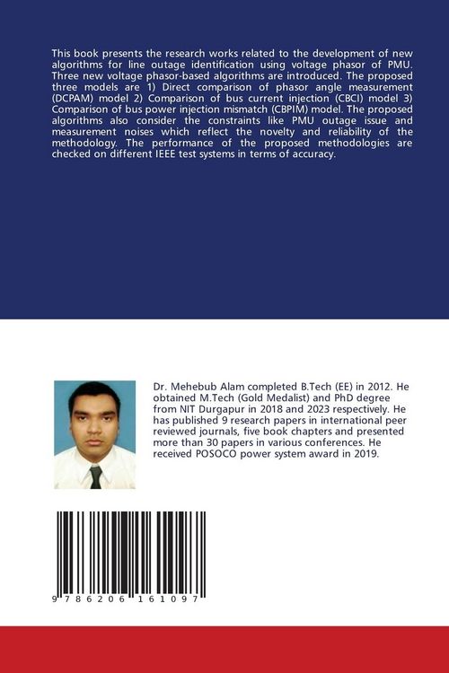Produktbild: Novel Voltage Phasor Based Algorithms for Line Outage Identification
