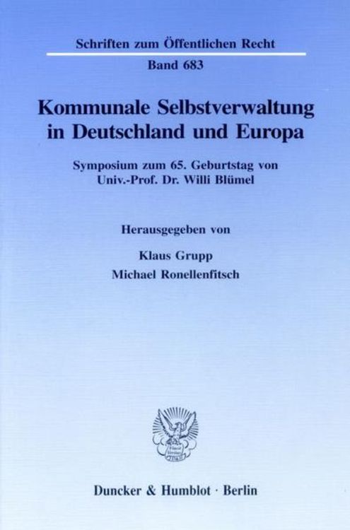 Produktbild: Kommunale Selbstverwaltung in Deutschland und Europa.