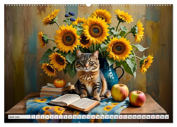 Produktbild: Klassische Katzenportr&auml;ts - Katzen in opulenten Stillleben (Wandkalender 2026 DIN A2 quer), CALVENDO Monatskalender
