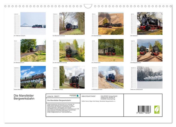 Produktbild: Die Mansfelder Bergwerksbahn (Wandkalender 2026 DIN A3 quer), CALVENDO Monatskalender