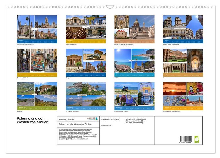 Produktbild: Palermo und der Westen von Sizilien (Wandkalender 2026 DIN A2 quer), CALVENDO Monatskalender