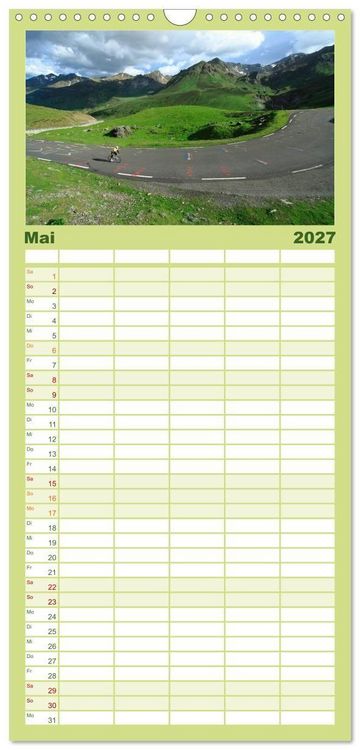 Produktbild: Familienplaner 2027 - Pyren&auml;enp&auml;sse mit dem Rennrad 2027 mit 5 Spalten (Wandkalender, 21 x 45 cm) CALVENDO