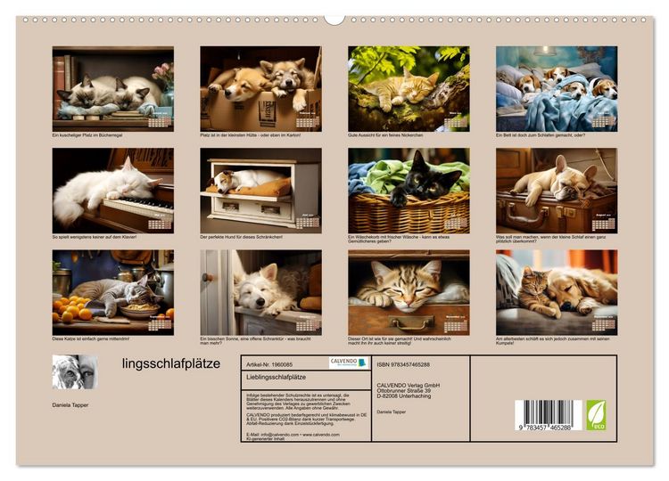 Produktbild: Lieblingsschlafpl&auml;tze (hochwertiger Premium Wandkalender 2026 DIN A2 quer), Kunstdruck in Hochglanz
