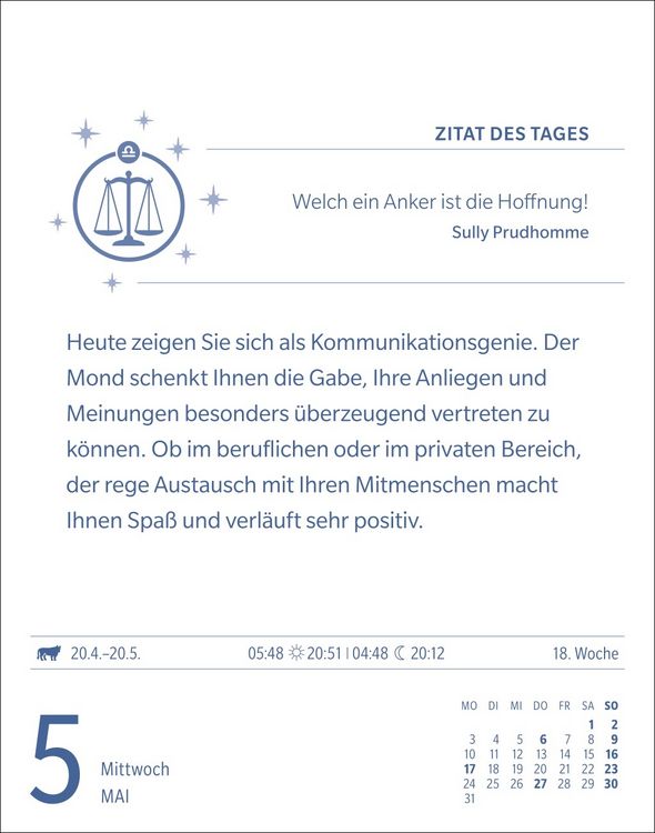 Produktbild: Waage Sternzeichenkalender 2027 - Tagesabrei&szlig;kalender - Ihr Horoskop f&uuml;r jeden Tag