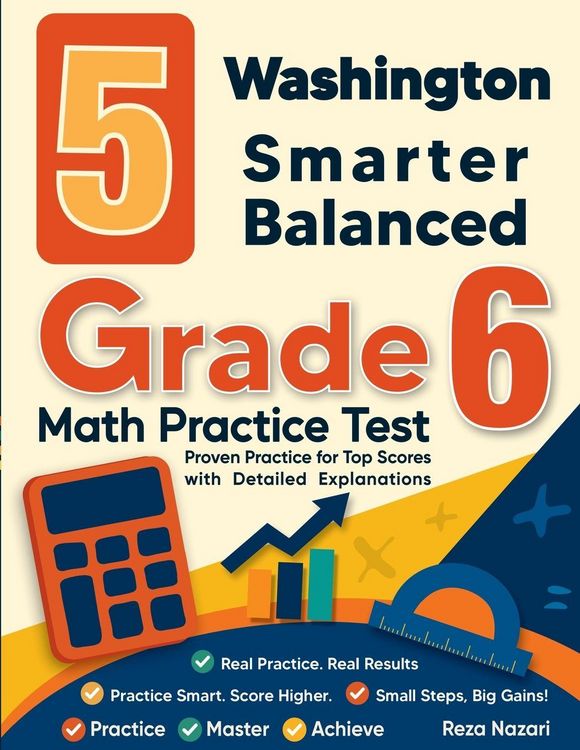 Produktbild: 5 Washington Smarter Balanced Grade 6 Math Practice Tests
