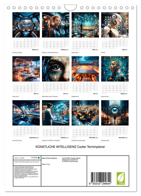 Produktbild: K&Uuml;NSTLICHE INTELLIGENZ Cooler Terminplaner (Wandkalender 2026 DIN A4 hoch), CALVENDO Monatskalender