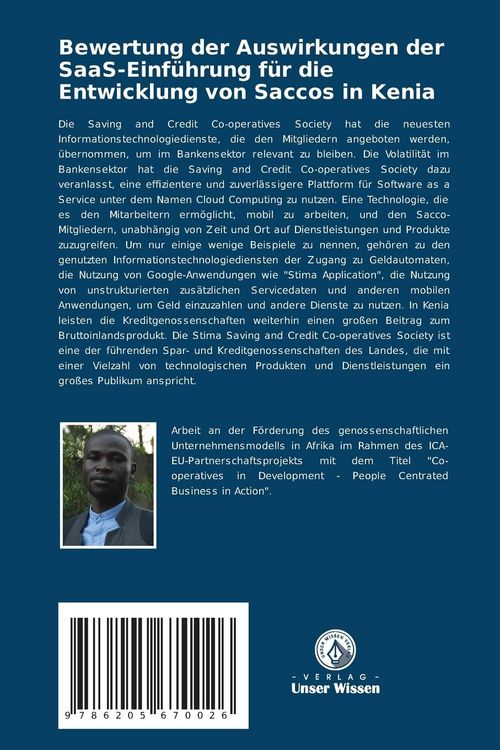 Produktbild: Bewertung der Auswirkungen der SaaS-Einf&uuml;hrung f&uuml;r die Entwicklung von Saccos in Kenia