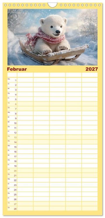 Produktbild: Familienplaner 2027 - Kleiner Eisb&auml;r und die gro&szlig;e Welt mit 5 Spalten (Wandkalender, 21 x 45 cm) CALVENDO