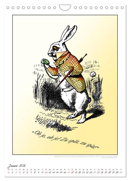Produktbild: Alice im Wunderland - Weltliteraturkalender (Wandkalender 2026 DIN A4 hoch), CALVENDO Monatskalender