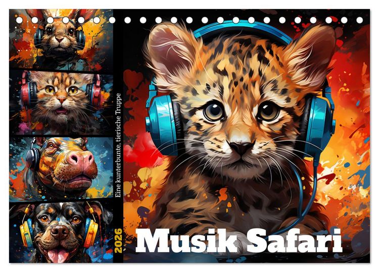 Produktbild: Musik Safari (Tischkalender 2026 DIN A5 quer), CALVENDO Monatskalender