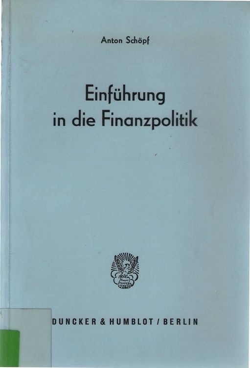 Produktbild: Einf&uuml;hrung in die Finanzpolitik.