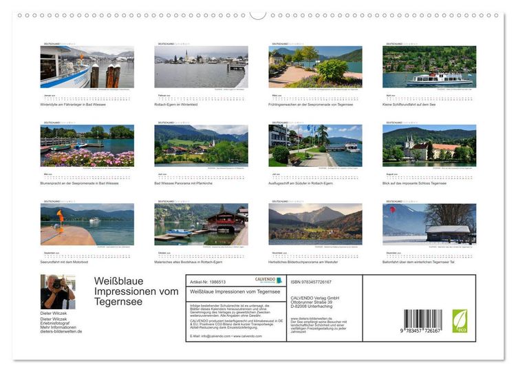 Produktbild: Wei&szlig;blaue Impressionen vom Tegernsee (hochwertiger Premium Wandkalender 2026 DIN A2 quer), Kunstdruck in Hochglanz