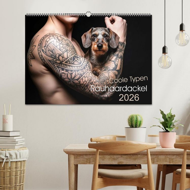 Produktbild: Coole Typen - Rauhaardackel (Wandkalender 2026 DIN A2 quer), CALVENDO Monatskalender