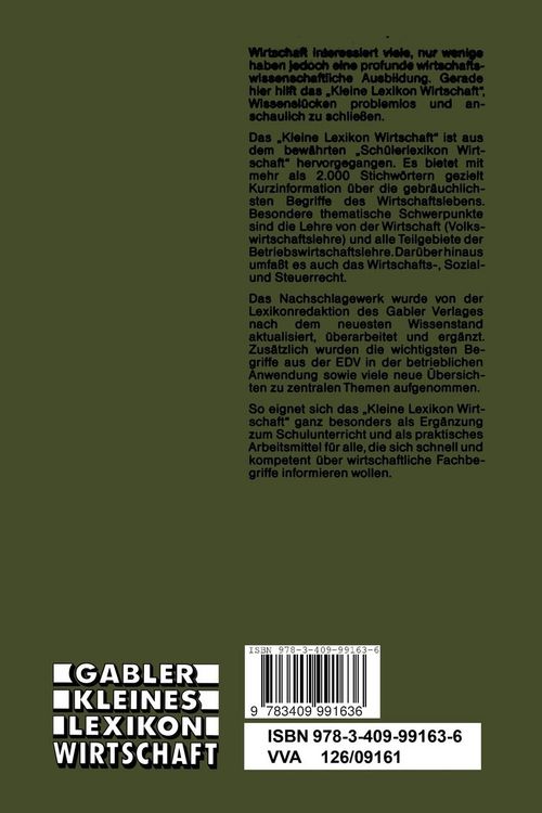Produktbild: Gabler Kleines Lexikon Wirtschaft