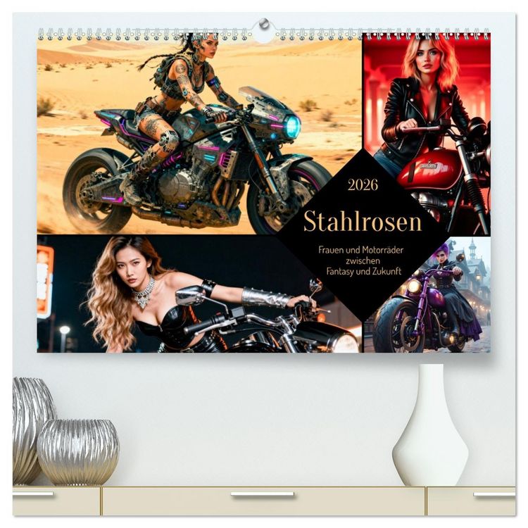Produktbild: Stahlrosen (hochwertiger Premium Wandkalender 2026 DIN A2 quer), Kunstdruck in Hochglanz