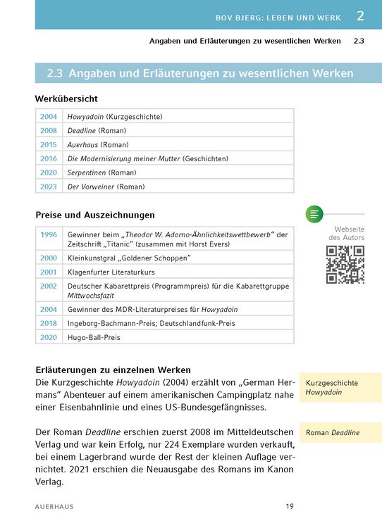 Produktbild: Auerhaus von Bov Bjerg - Textanalyse und Interpretation